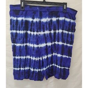 CW Classics Womens Shorts 2X Blue Tie Dye Stretch Draw String Athletic Striped